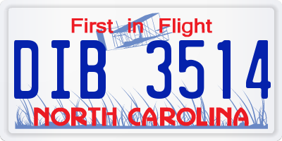NC license plate DIB3514