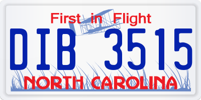 NC license plate DIB3515