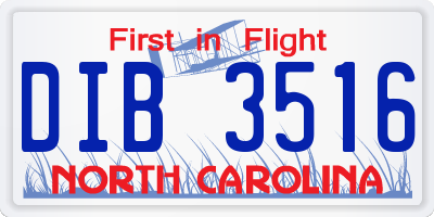 NC license plate DIB3516