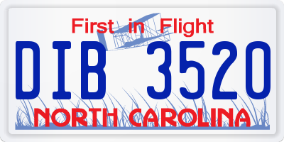 NC license plate DIB3520
