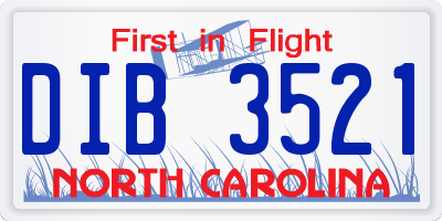 NC license plate DIB3521