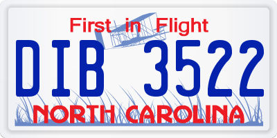 NC license plate DIB3522