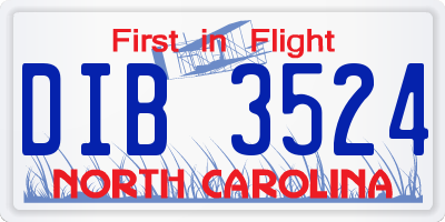 NC license plate DIB3524