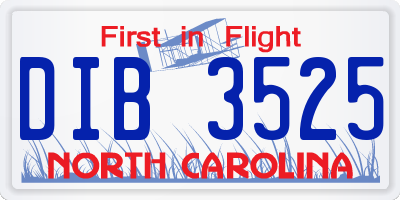 NC license plate DIB3525