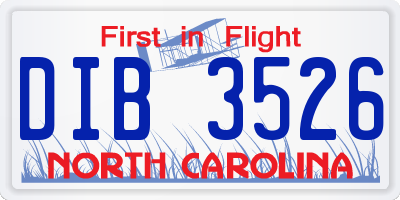 NC license plate DIB3526