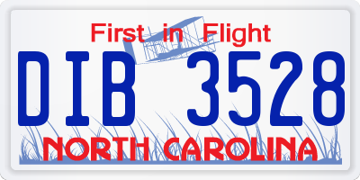 NC license plate DIB3528