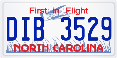 NC license plate DIB3529