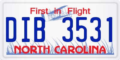 NC license plate DIB3531