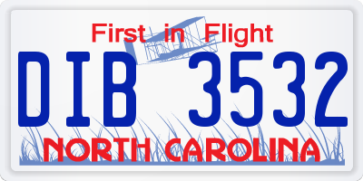 NC license plate DIB3532