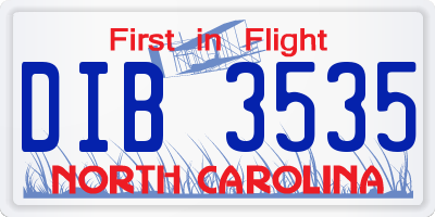 NC license plate DIB3535