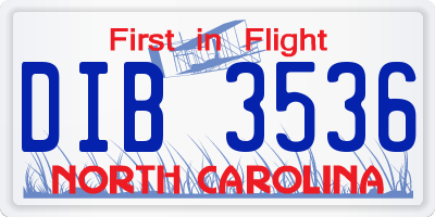 NC license plate DIB3536