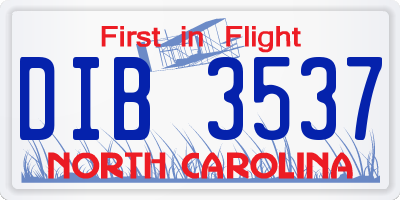 NC license plate DIB3537