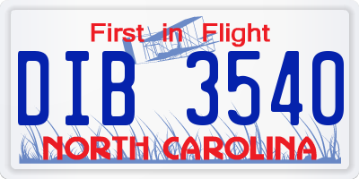 NC license plate DIB3540