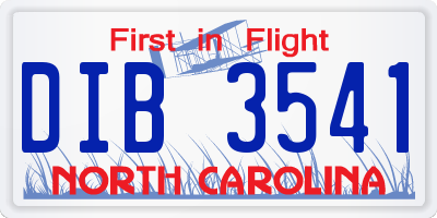 NC license plate DIB3541