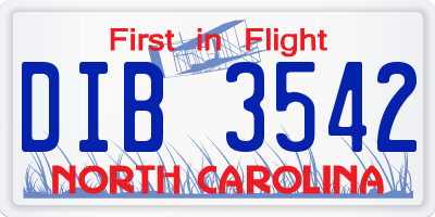 NC license plate DIB3542