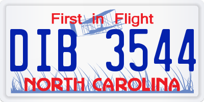 NC license plate DIB3544