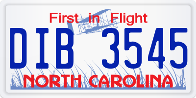 NC license plate DIB3545