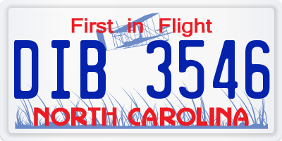 NC license plate DIB3546