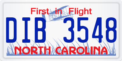 NC license plate DIB3548