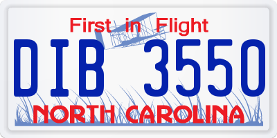 NC license plate DIB3550