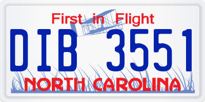 NC license plate DIB3551