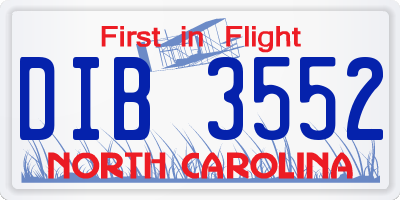 NC license plate DIB3552