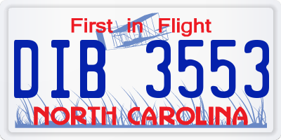 NC license plate DIB3553