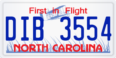 NC license plate DIB3554