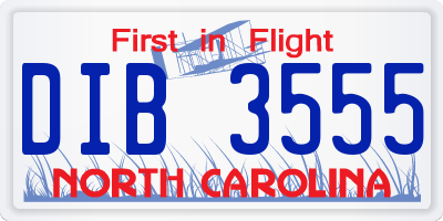 NC license plate DIB3555