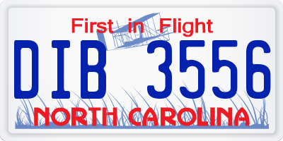NC license plate DIB3556