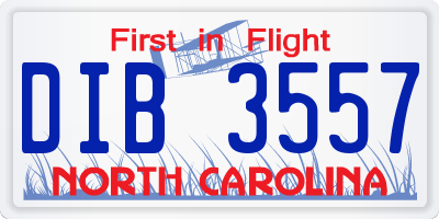 NC license plate DIB3557