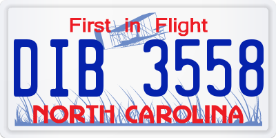 NC license plate DIB3558