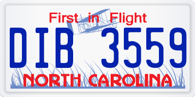NC license plate DIB3559