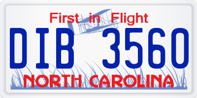 NC license plate DIB3560