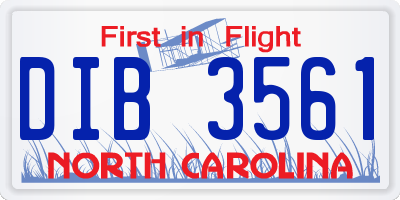 NC license plate DIB3561