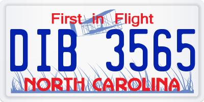 NC license plate DIB3565