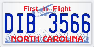 NC license plate DIB3566