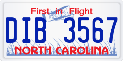 NC license plate DIB3567
