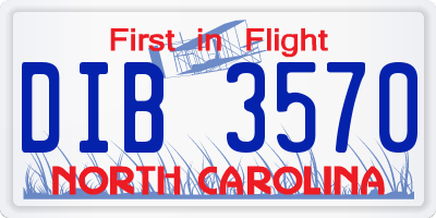 NC license plate DIB3570