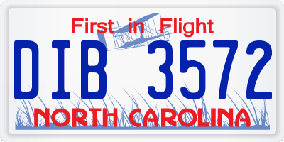 NC license plate DIB3572