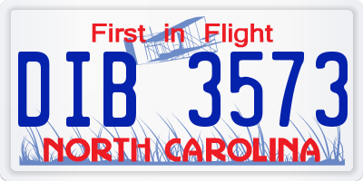 NC license plate DIB3573