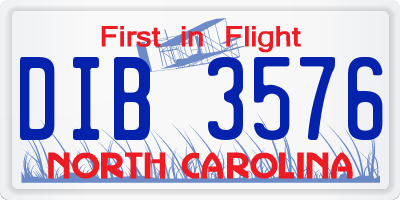 NC license plate DIB3576