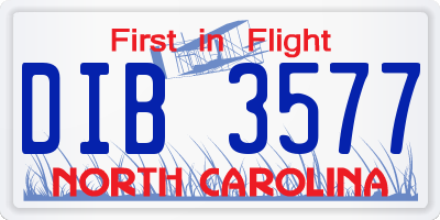 NC license plate DIB3577