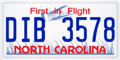 NC license plate DIB3578