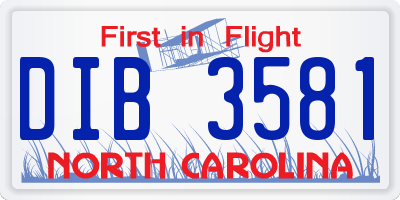 NC license plate DIB3581