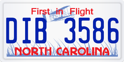 NC license plate DIB3586