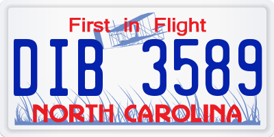 NC license plate DIB3589