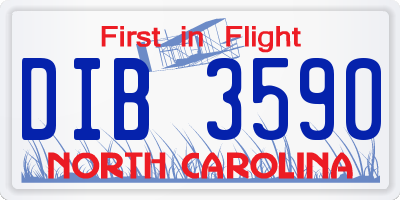NC license plate DIB3590