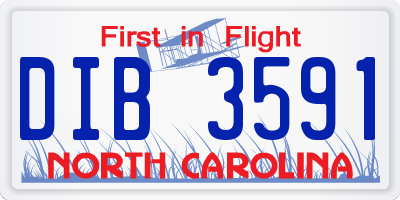 NC license plate DIB3591