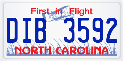 NC license plate DIB3592